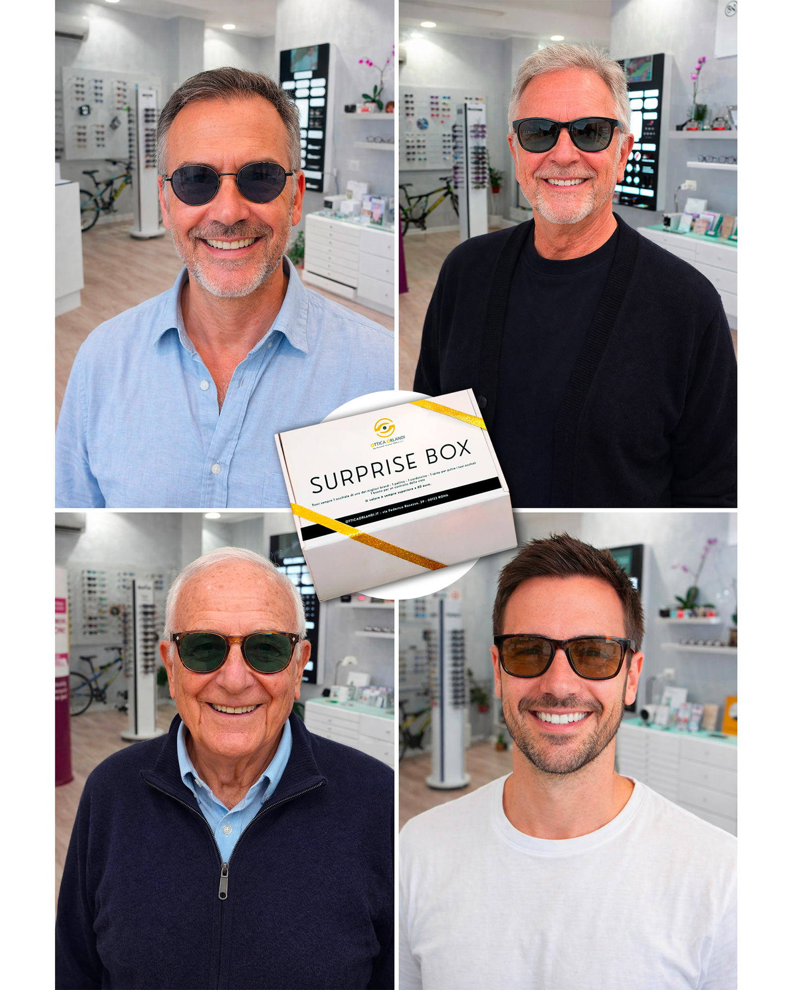 Alcuni degli occhiali all'interno della surprise box di Ottica Orlandi